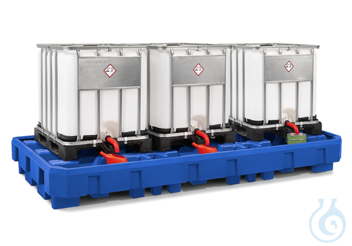 IBC station PE blue forklift accessible V=1000L, 3640x1800x450