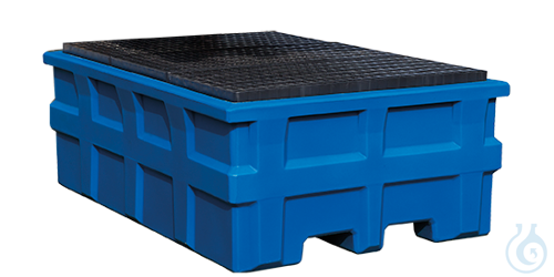 IBC station PE blue grid PE forklift accessible V=1000L, 1370x1980x720