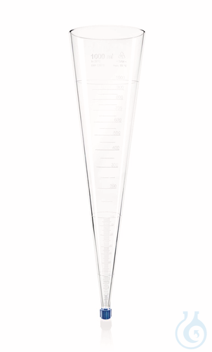Sedimentation cone Imhoff, SAN, graduated 0 - 1000 ml, with screw cap