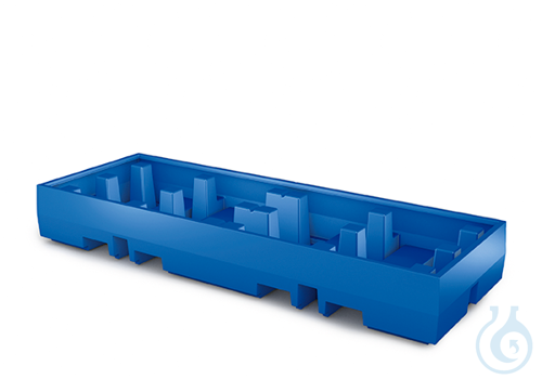 Sump pallet PE blue forklift accessible V=520L, 2520x900x350