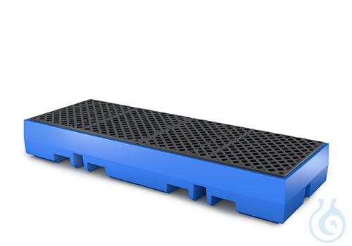 Sump pallet PE blue grid PE forklift accessible V=520L, 2520x900x350