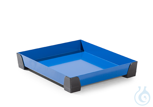 Sump for small containers steel lam. blue PE feet V=15L, 500x600x95