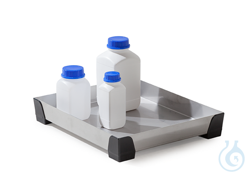 Sump for small containers, stainless steel PE feet V=15L, 500x600x95