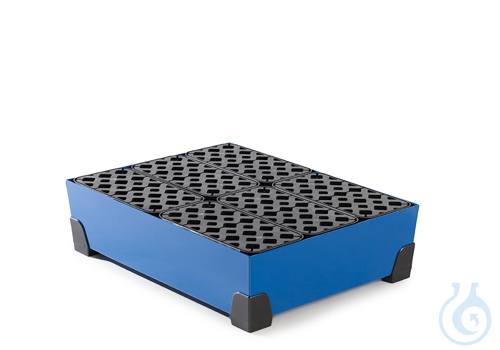 Sump for small containers steel lam. blue grid PE PE feet V=65L, 774x584x200