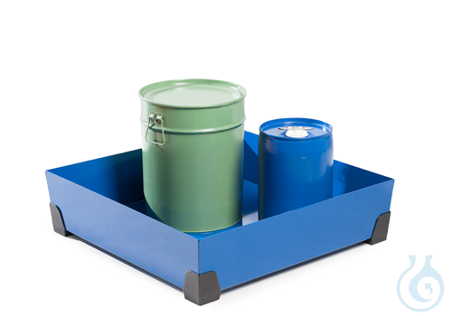 Sump for small containers steel lam. blue PE feet V=90L, 774x774x200