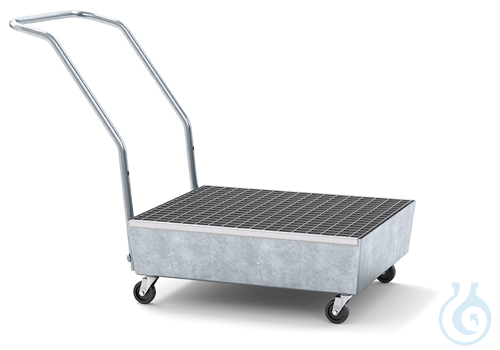 Sump pallet steel galv. grid galv. mobile V=65L, 1275x635x890