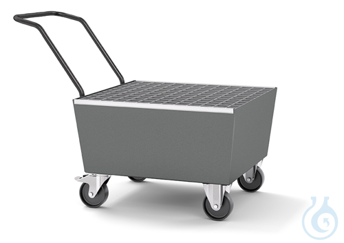 Sump pallet steel lam. grey grid galv. mobile V=217L, 1350x815x995