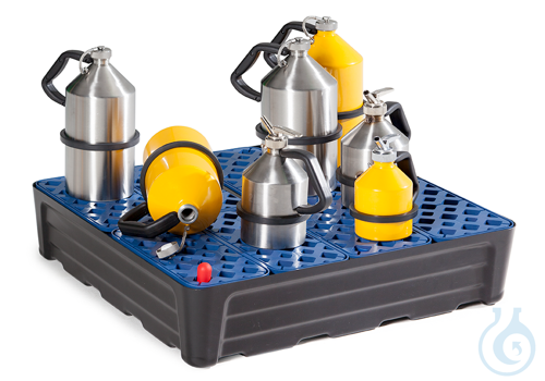 Sump for small containers PE black grid PE V=80L, 784x784x180
