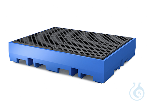 Sump pallet PE blue grid PE forklift accessible V=440L, 1720x1300x350