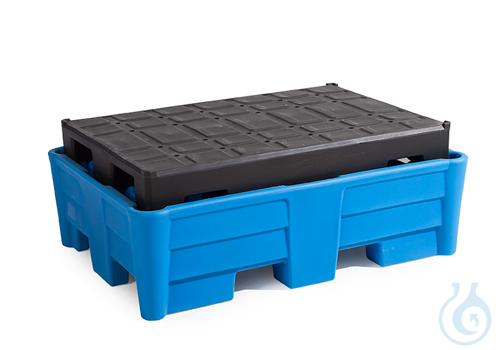 Sump pallet PE blue palette PE forklift accessible V=220L, 1330x930x500