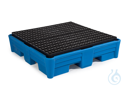 Sump pallet PE blue grid PE forklift accessible V=220L, 1330x1330x320