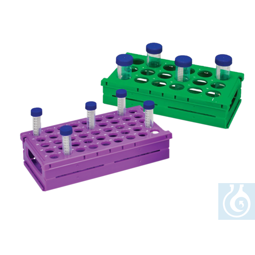 Moonlab® Rack f. Zentrifugenröhrchen, faltbar, 50 ml: 18 Plätze (6x3), grün, PP
