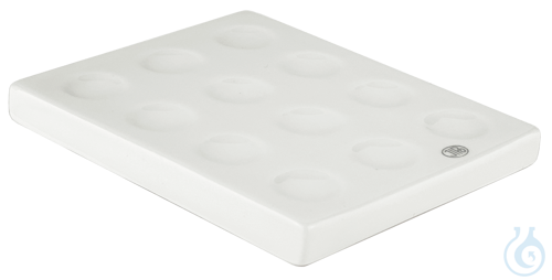 Spot plate of porcelain, with 12 cavities ca. 115x91x12 mm
