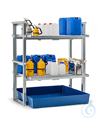 Fill and storage station, steel sump, small containers, 1429x1210x837