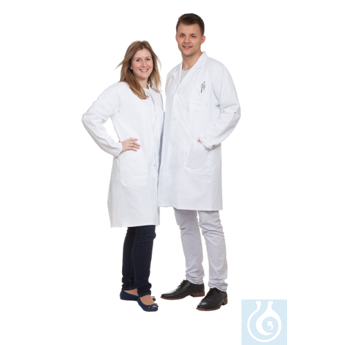 neoChoice Labormantel Herren, Baumwolle, Reverskragen, 104 cm lang, Gr. 52