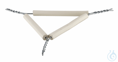 Triangles of wire with clay tubes ca. 10 cm