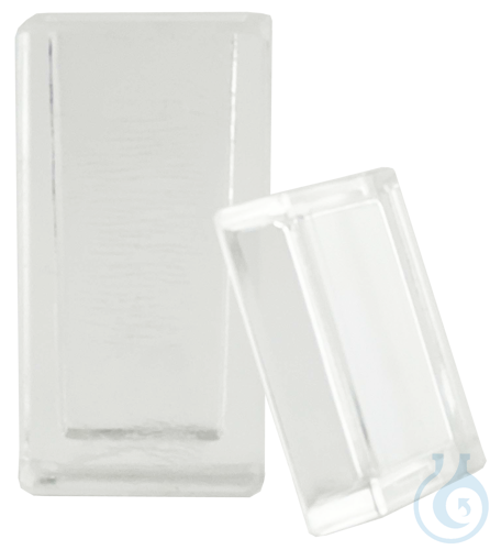 Staining jars of glass, with cover rectangular ca. 85 x 40 x 20 mm