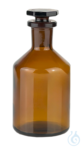 Bottles, conical shoulder narrow neck, amber glass, with glass stopper 50 ml