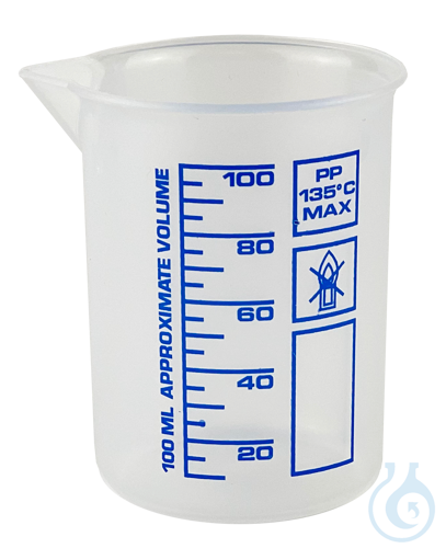 Griffin beakers of polypropylene, low form, printed, blue scale 2000 ml