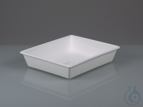 Laboratory tray, PP white, in. LxW 240x300 mm, 5 l