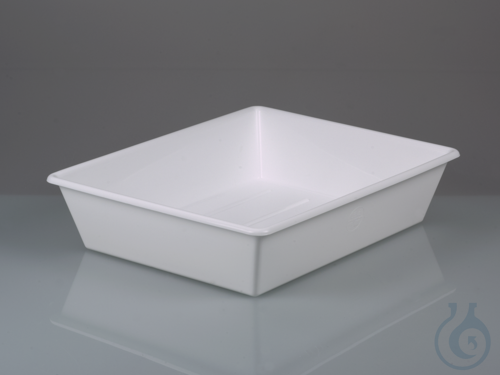Laboratory tray, PP white, in. LxW 300x400 mm, 15l