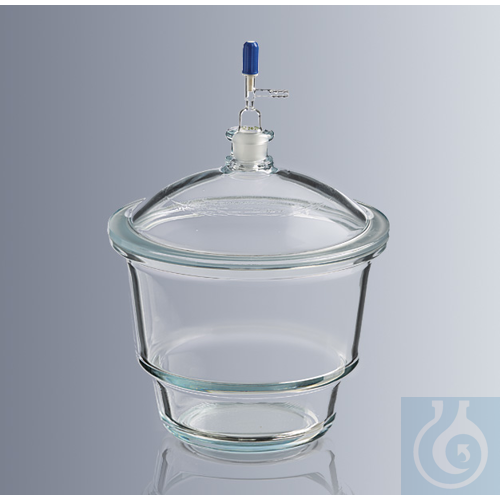 Desiccators acc. to DIN with NS 24/29 and valve in cover, 100 mm diameter