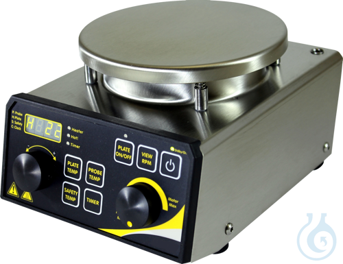 Magnetic stirrers with heating plate of steel, circular, fully electronic speed
