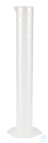 Measuring cylinders of polypropylene, tall form, embossed scale 10 ml