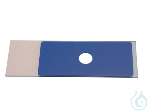 Immunofluorescent printed slides blue coated, one circle ca. 8 mm Ø