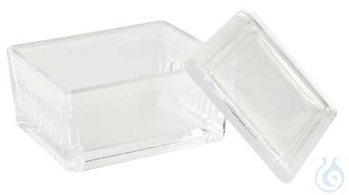 Staining dishes of glass, with cover Schiefferdecker