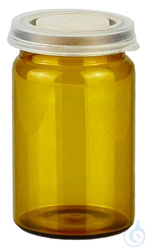 Glass vials, rolled rim, with snap cap amber glass Ø, ca. ml 145 x 34 mm Ø