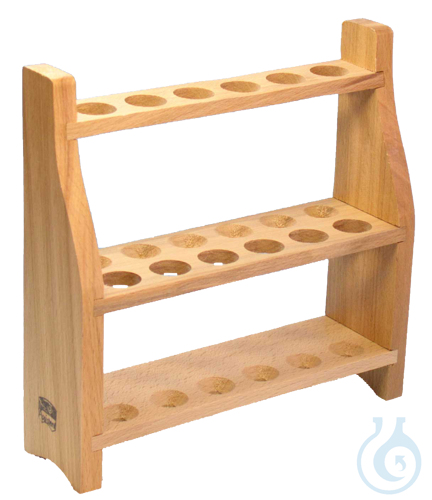 Test tube racks, wooden, for tubes up to approx. 18 mm Ø for 12 tubes, without