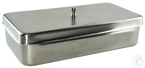 Instrument trays of stainless steel with cover 16 x 10 x 3 cm