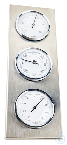 Analogue outdoor weather station made of stainless steel 96x35x282 mm