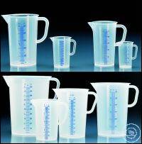 Graduated beakers, PP, blue raised scale Volume 3000 ml, Graduation 50 ml
