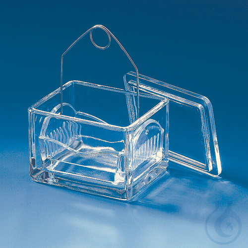 Staining trough w. lid, soda-lime glass, 105 x 85 x 70 mm