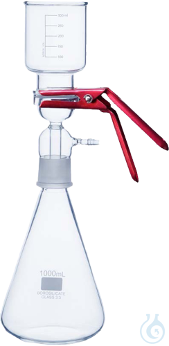 Glass filter complete, anodised aluminium spring clamp, filter size 47 mm, 1000