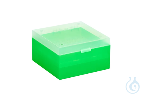 ratiolab® Cryo Boxes, PP, green, grid 9 x 9, 133 x 133 x 75 mm