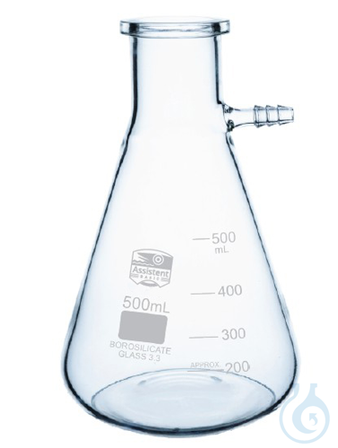 Flasks Buchner, Boro 3.3, with glass connector and ground socket, DIN ISO 3585,