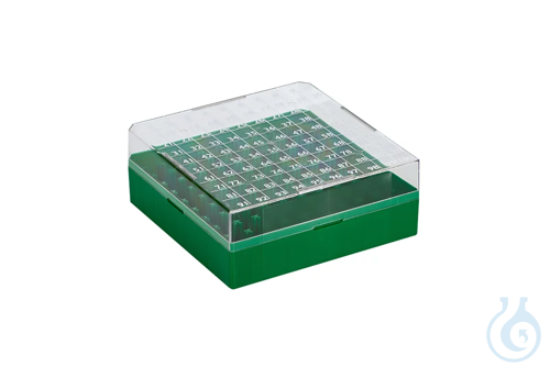 Cryo Boxes, PC, grid 10 x 10, green, 132 x 132 x 52 mm