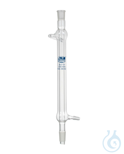 Condensers, liebig, interchangeable inner and outer joint, with glass connector,