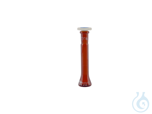 Volumetric flask, trapezoidal, amber, class A, white graduation, with plastic