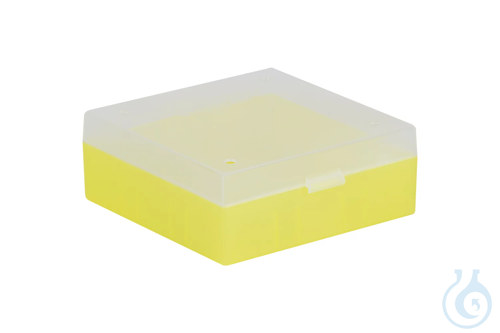 ratiolab® Cryo Boxes, PP, without grid, yellow, 133 x 133 x 52 mm