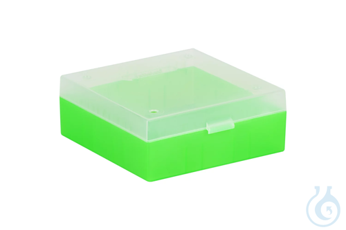 ratiolab® Cryo Boxes, PP, without grid, green, 133 x 133 x 52 mm