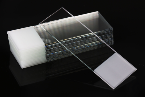 Microslides, Basic, cut edges, frosted, one end, both sides, soda lime glass,