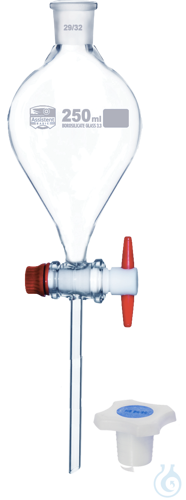 Funnel, separating, pear shape with pp stopper, ISO 4800, Boro 3.3, Capacity: