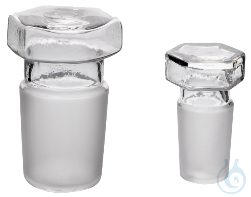 Hollow glass stoppers hexagonal, Boro 3.3, Size: NS 29/32