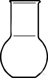 Flasks, flat bottom, medium length, bor