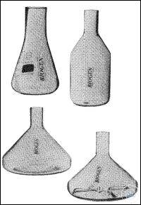 Triple battled Fernbach flasks, straigh