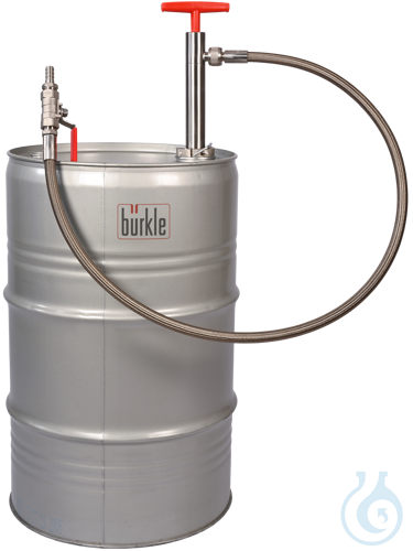 Discharge hose 1,2 m w/ stop cock, SS barrel pump